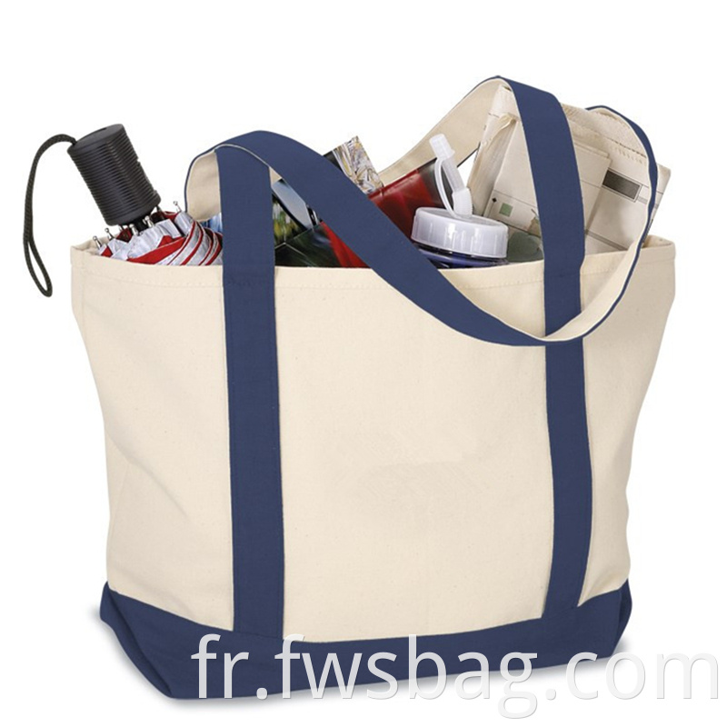 12 oz en toile durable ECO Two-Tone Accent Gusseted Boat Tote Sac avec poignées renforcées